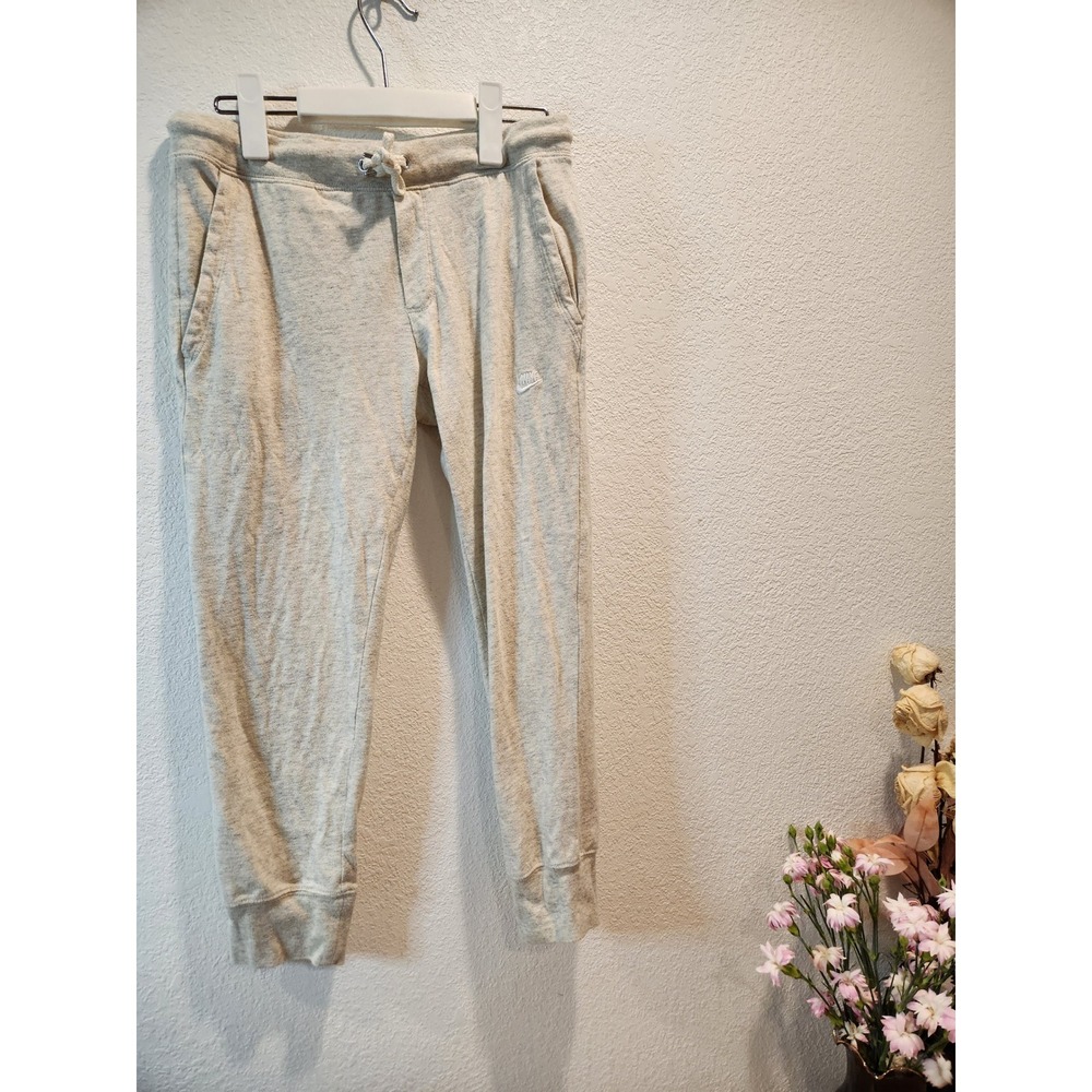 Nike Sportswear Jogger Sweatpants Small Gray Drawstring Waist Cuffed Inseam 23.5